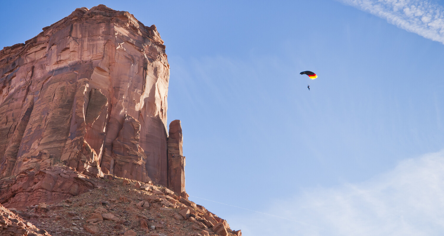 a person flying in the sky